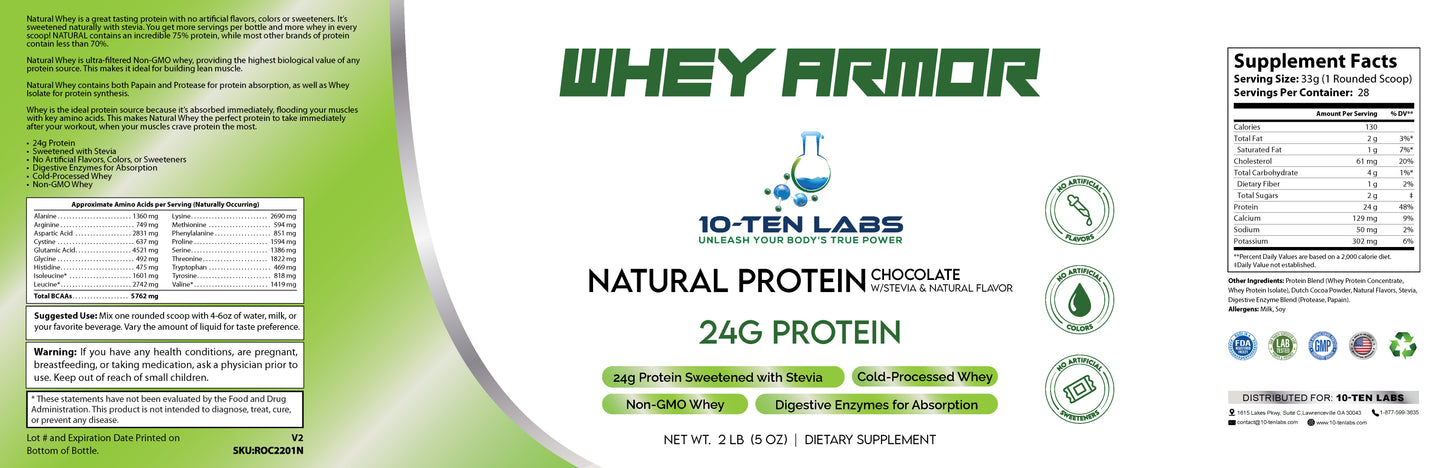 2lb 100% Whey Natural Protein w/Stevia Chocolate – 28 servings