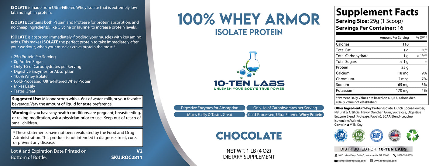 1lb 100% Whey Isolate Chocolate - 16 servings